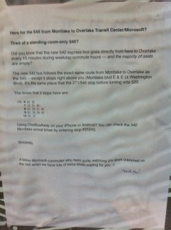 Letter at Montlake Flyer Stop