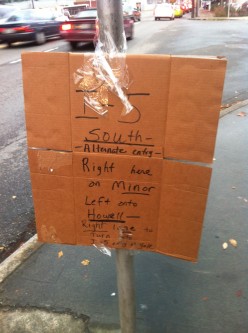 Guerilla Signage Spotted at Fairview/Denny in November 2011 – Photo by the Author