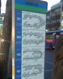 Line maps at a Seoul bus stop