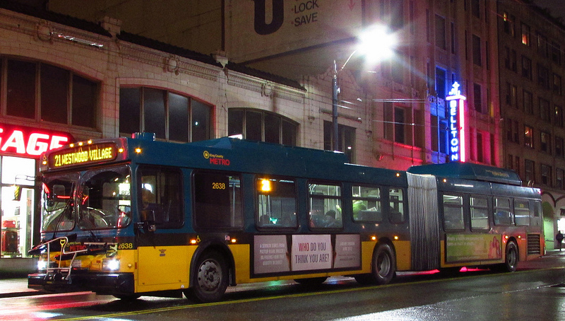 21 bus on 3rd Ave at night