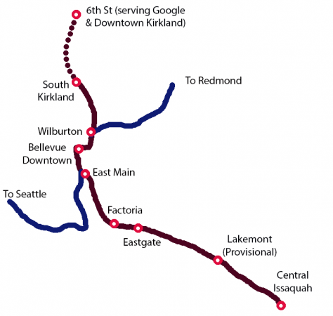 A two-mile rail connection to Kirkland would connect all the major cities on the central Eastside in ST3.
