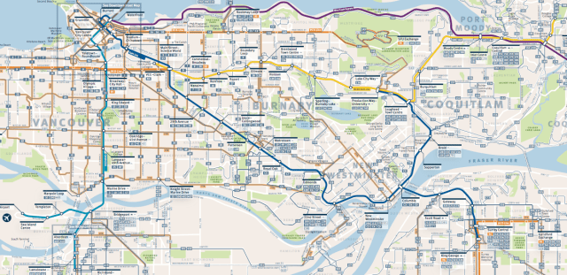 Vancouver Skytrain Map Millenium Line Train Maps 867x611