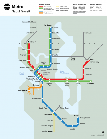 diagram of Seattle rapid transit had it been built