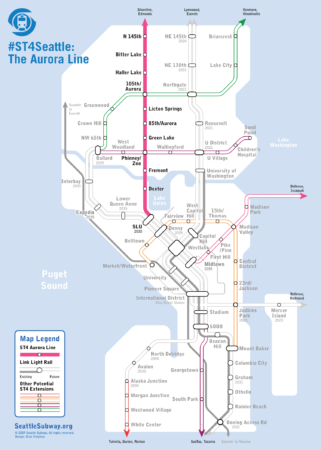 Map of Seattle Subway's proposed rapid transit lines